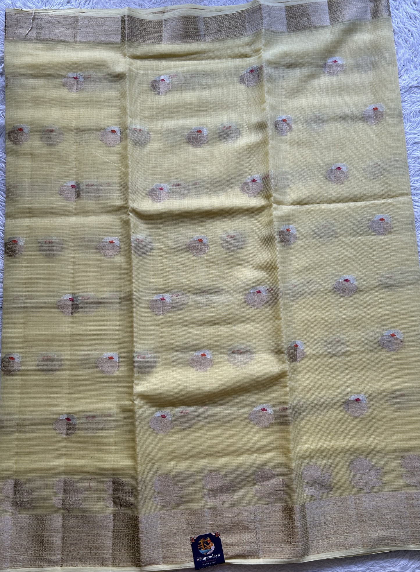 Silk kota Saree Light Yellow colored Complemented with a Zari Border. - Sampradaya Designer Studio