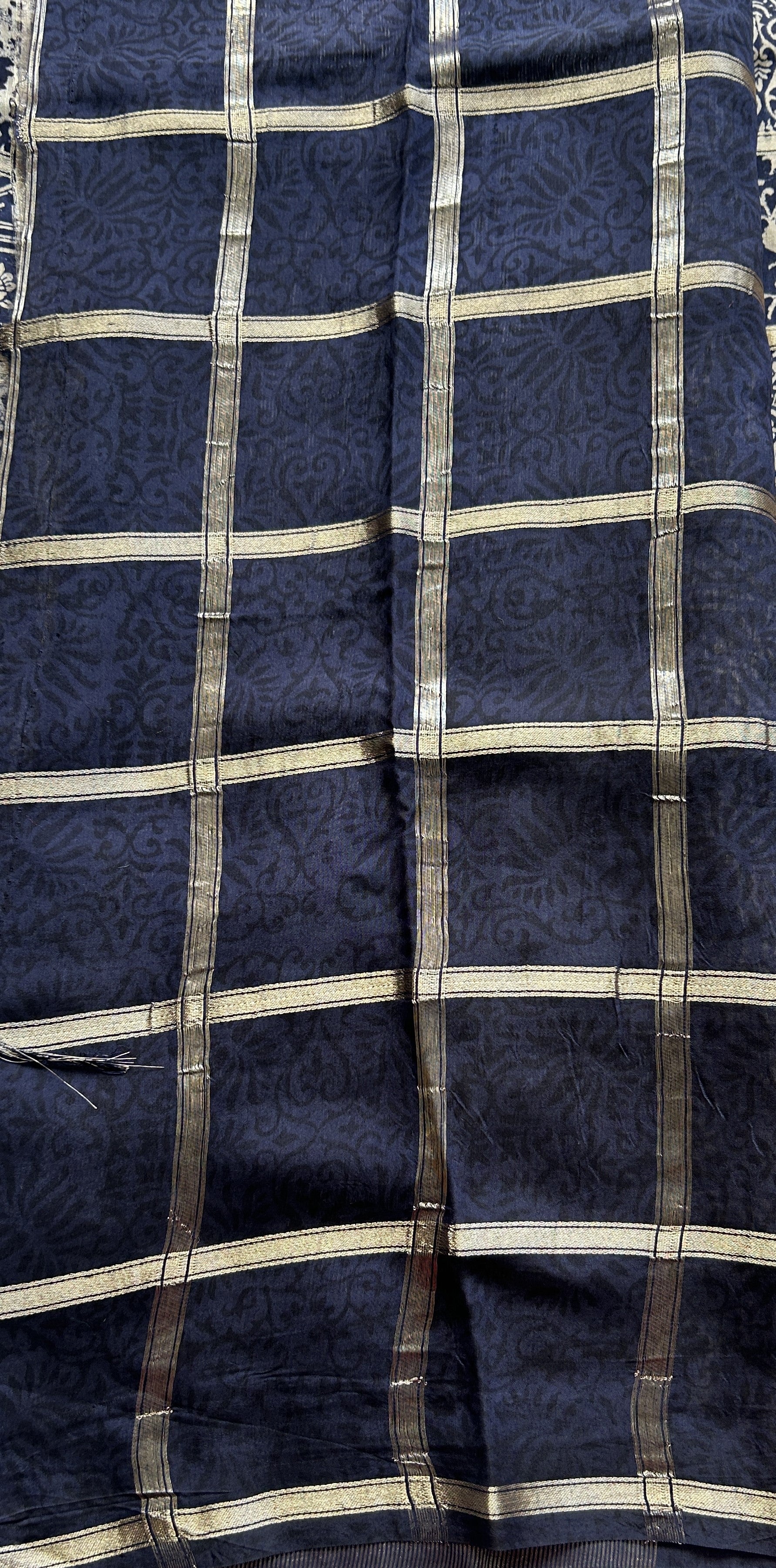 Dola Crepe Saree Navy Blue Colored Complemented with a Borderless. - Sampradaya Designer Studio