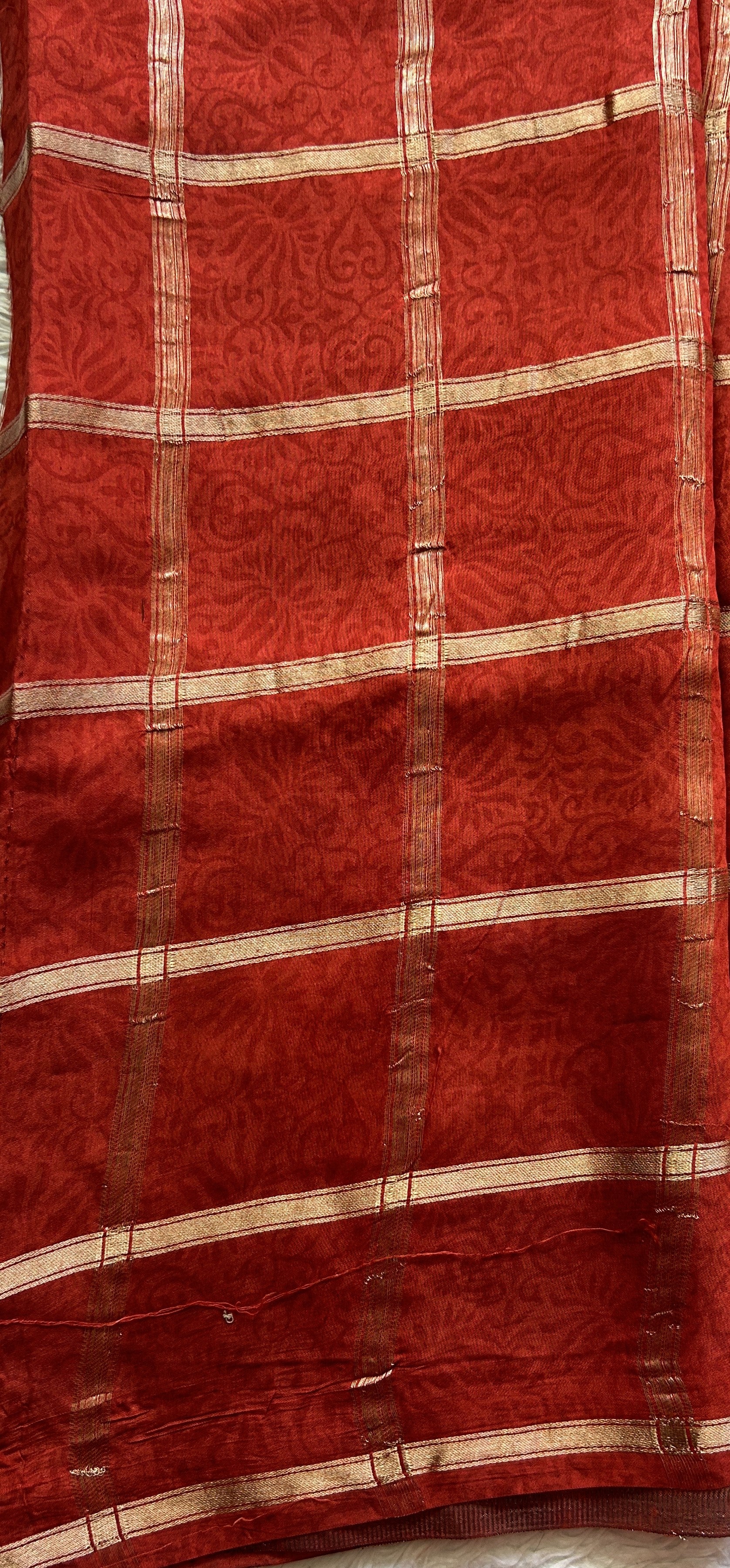 Dola Crepe Saree Red Colored Complemented with a Borderless. - Sampradaya Designer Studio