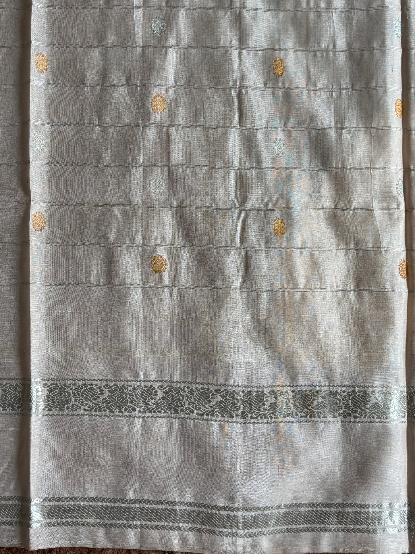 Gadwal Silk Saree Brown Colored Complemented With a Zari Border. - Sampradaya Designer Studio