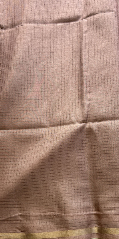 Semi Tussar Saree Multi Colored complemented with a Zari Border. - Sampradaya Designer Studio