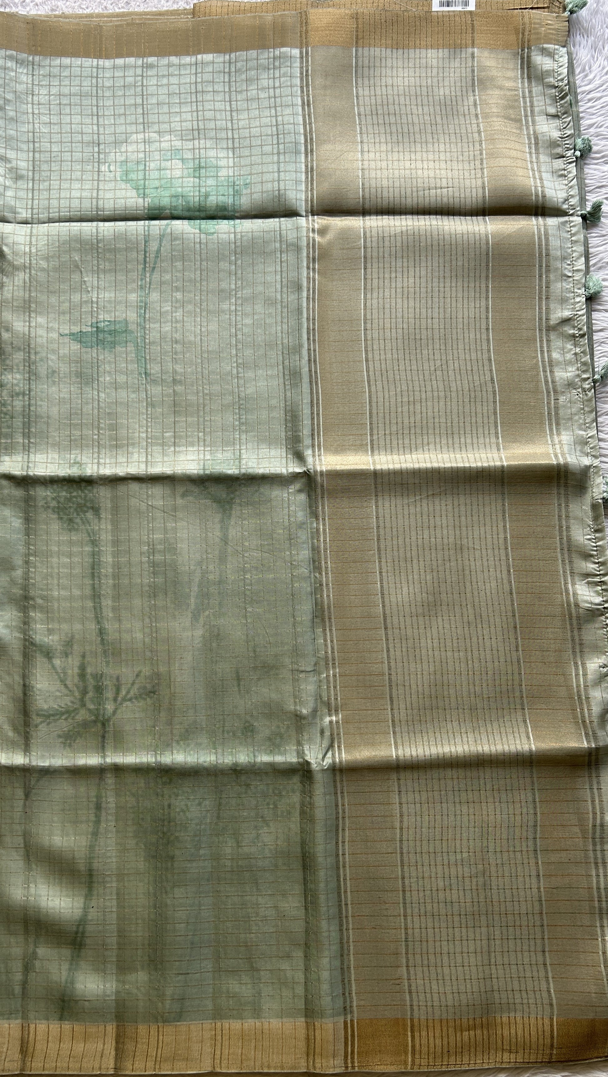 Semi Tussar Saree Light Sea Blue Colored complemented with a Zari Border. - Sampradaya Designer Studio