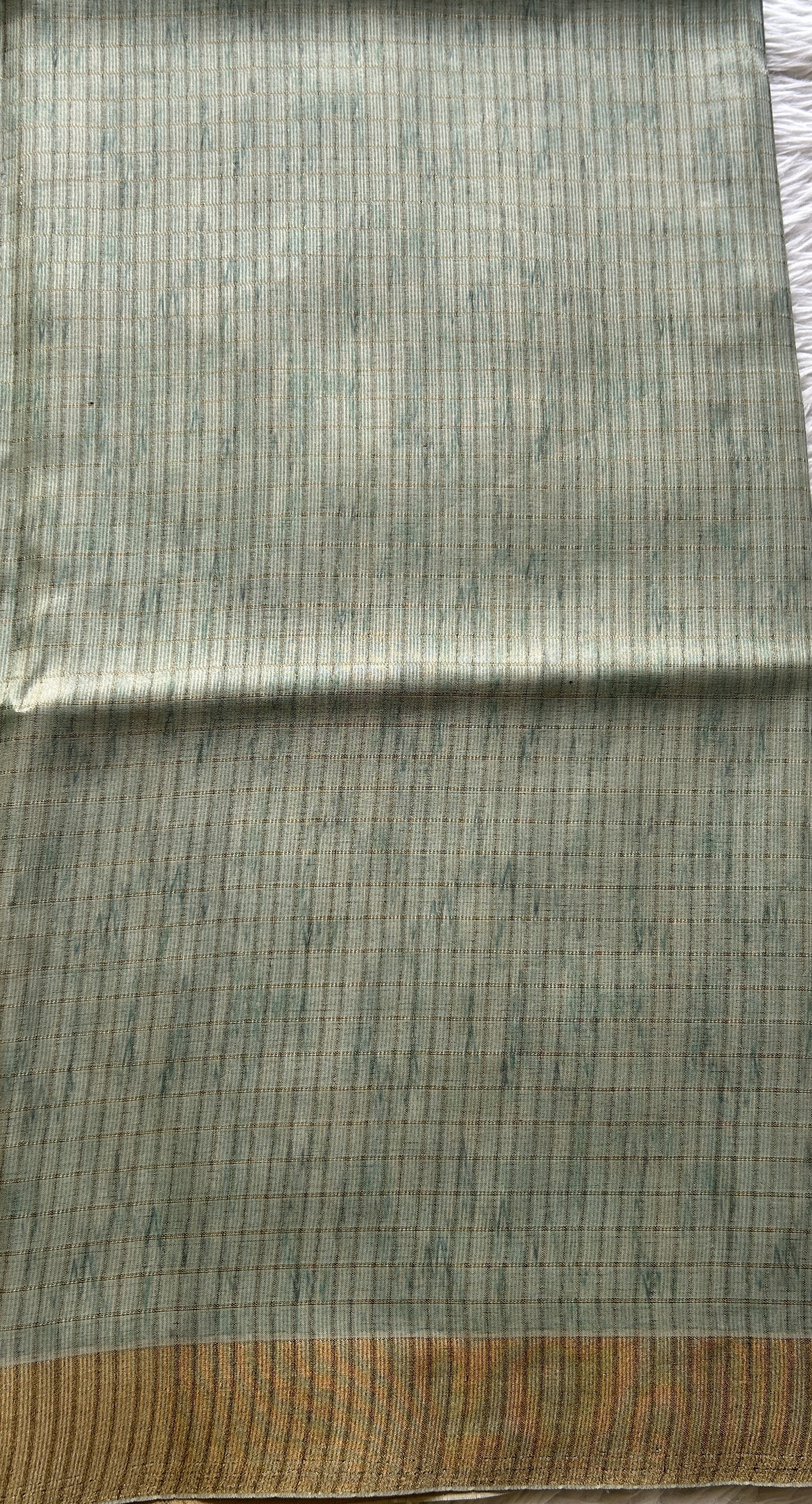 Semi Tussar Saree Light Sea Blue Colored complemented with a Zari Border. - Sampradaya Designer Studio