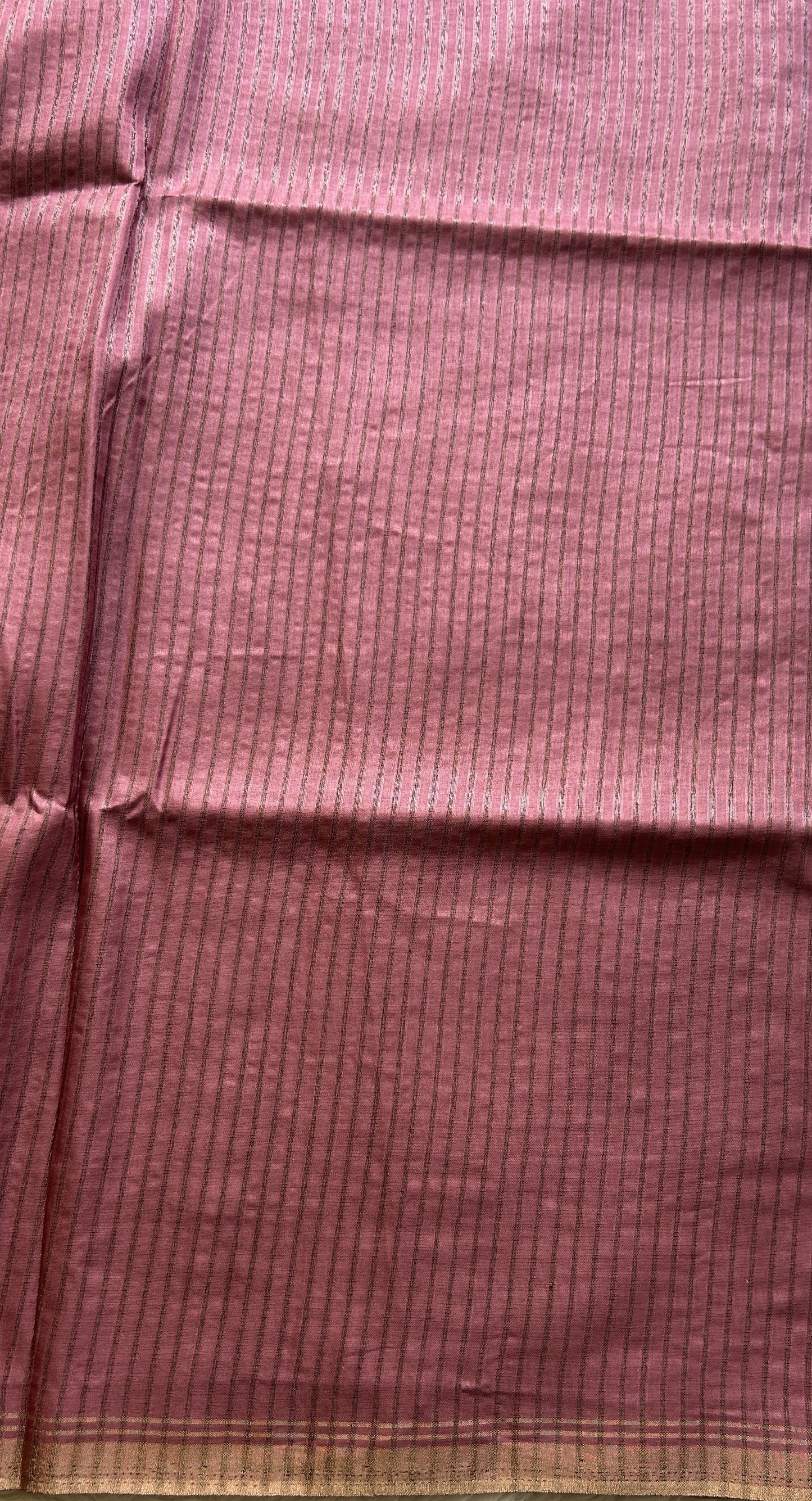 Semi Tussar Saree Currant Colored complemented with a Zari Border. - Sampradaya Designer Studio