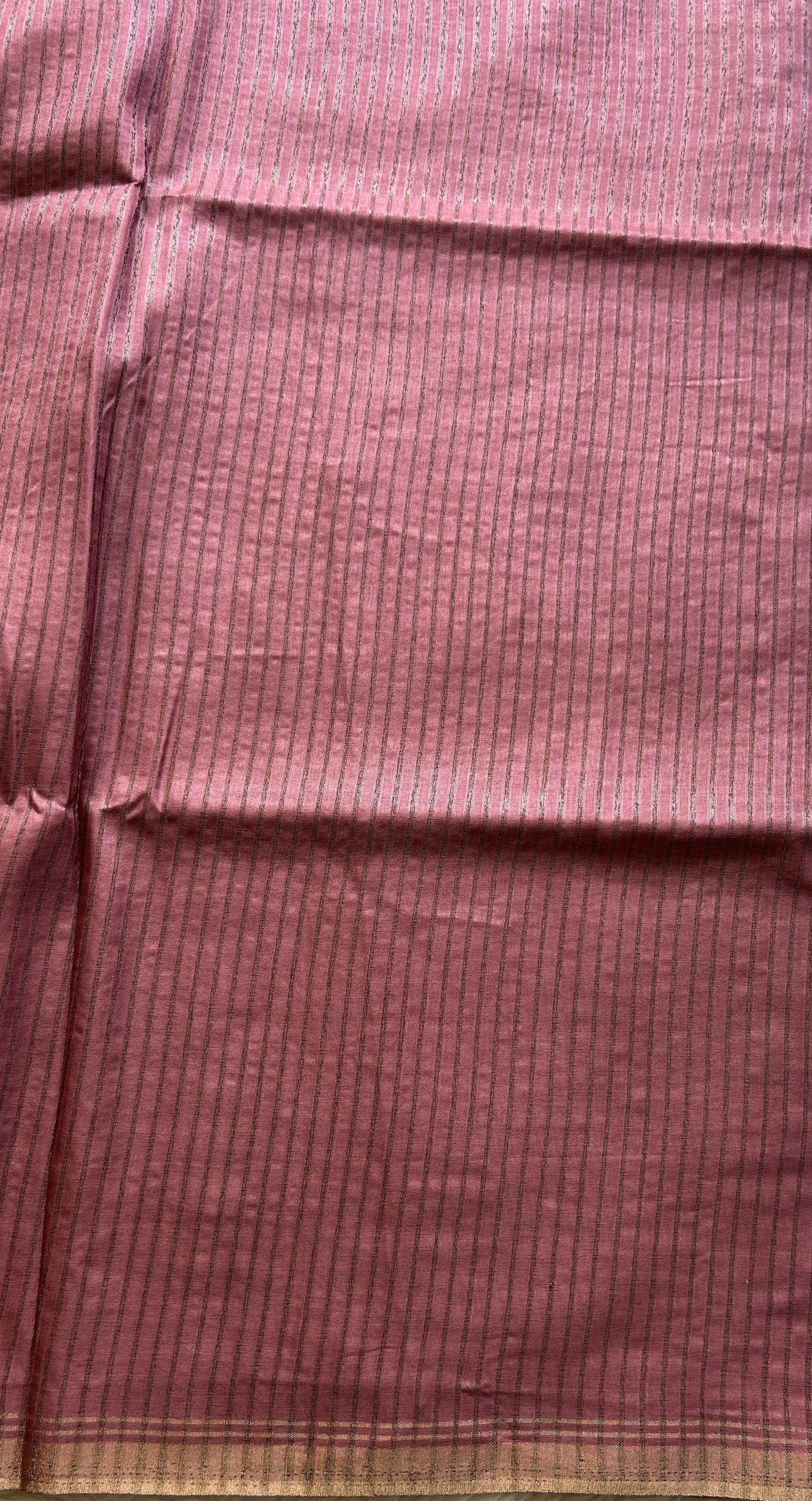 Semi Tussar Saree Currant Colored complemented with a Zari Border. - Sampradaya Designer Studio