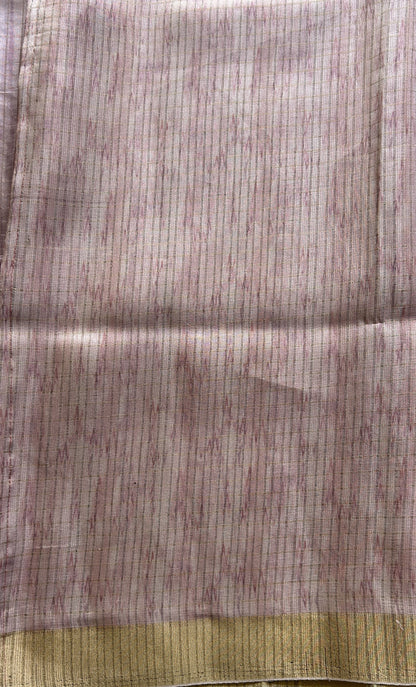 Semi Tussar Saree Very Light Pink Colored complemented with a Zari Border. - Sampradaya Designer Studio