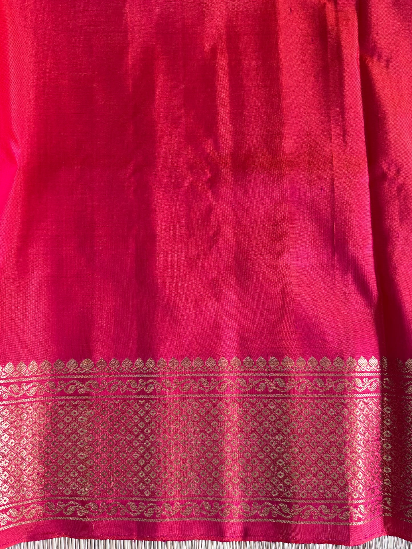 Orange Gadwal Silk Saree with Gold Zari Border — Pure Handloom | Silk Mark Certified