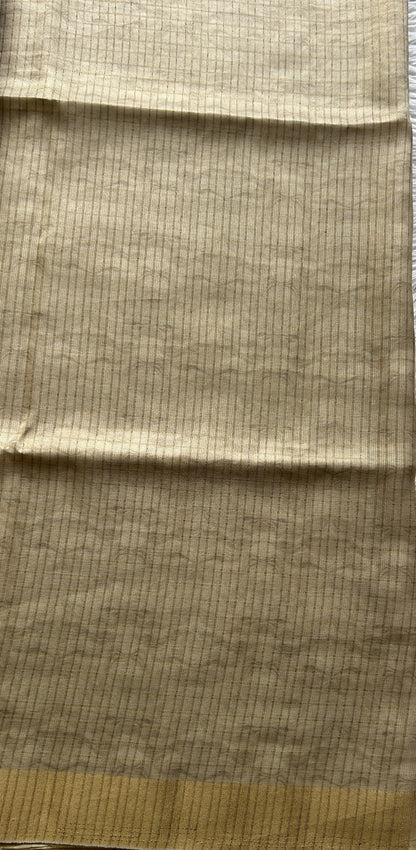 Semi Tussar Saree Very Light Green Colored complemented with a Zari Border. - Sampradaya Designer Studio