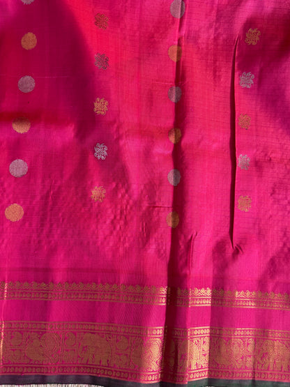Brown Gadwal Silk Saree with Gold Zari Border — Pure Handloom | Silk Mark Certified