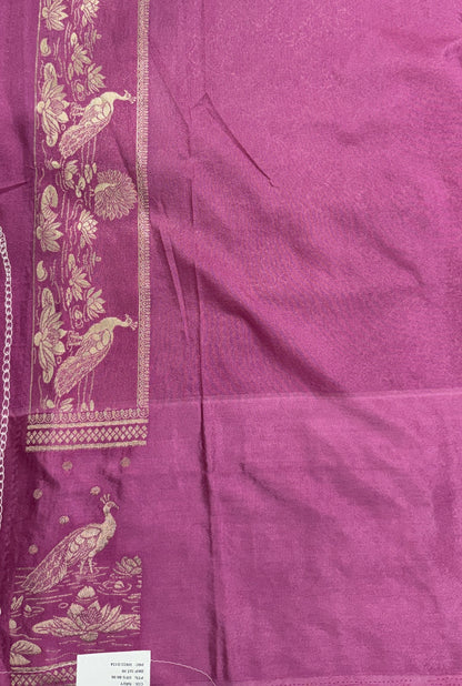 Banarasi Fancy Saree Navy Blue Colored Complemented with a Pink Zari Border.
