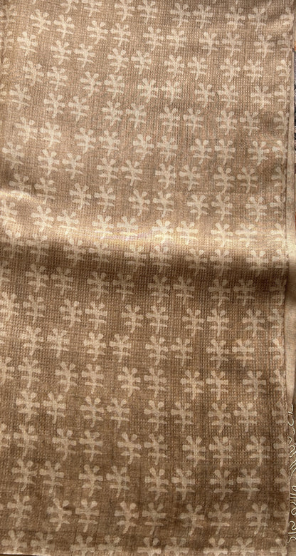 Semi Tussar Saree Light Brown Colored complemented with a Embroidered Border. - Sampradaya Designer Studio