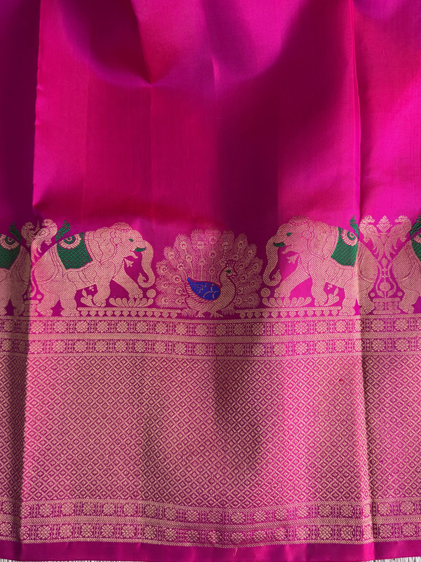 Pink Gadwal Silk Saree with Gold Zari Border — Pure Handloom | Silk Mark Certified