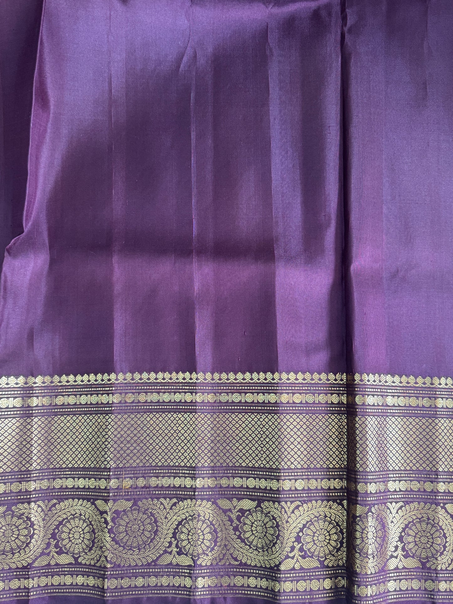 Brown Gadwal Silk Saree with Gold Zari Border — Pure Handloom | Silk Mark Certified