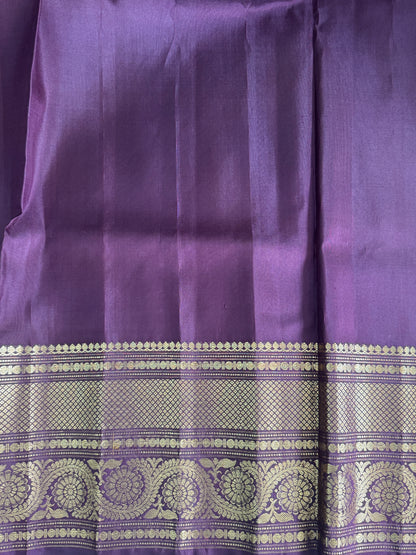 Brown Gadwal Silk Saree with Gold Zari Border — Pure Handloom | Silk Mark Certified