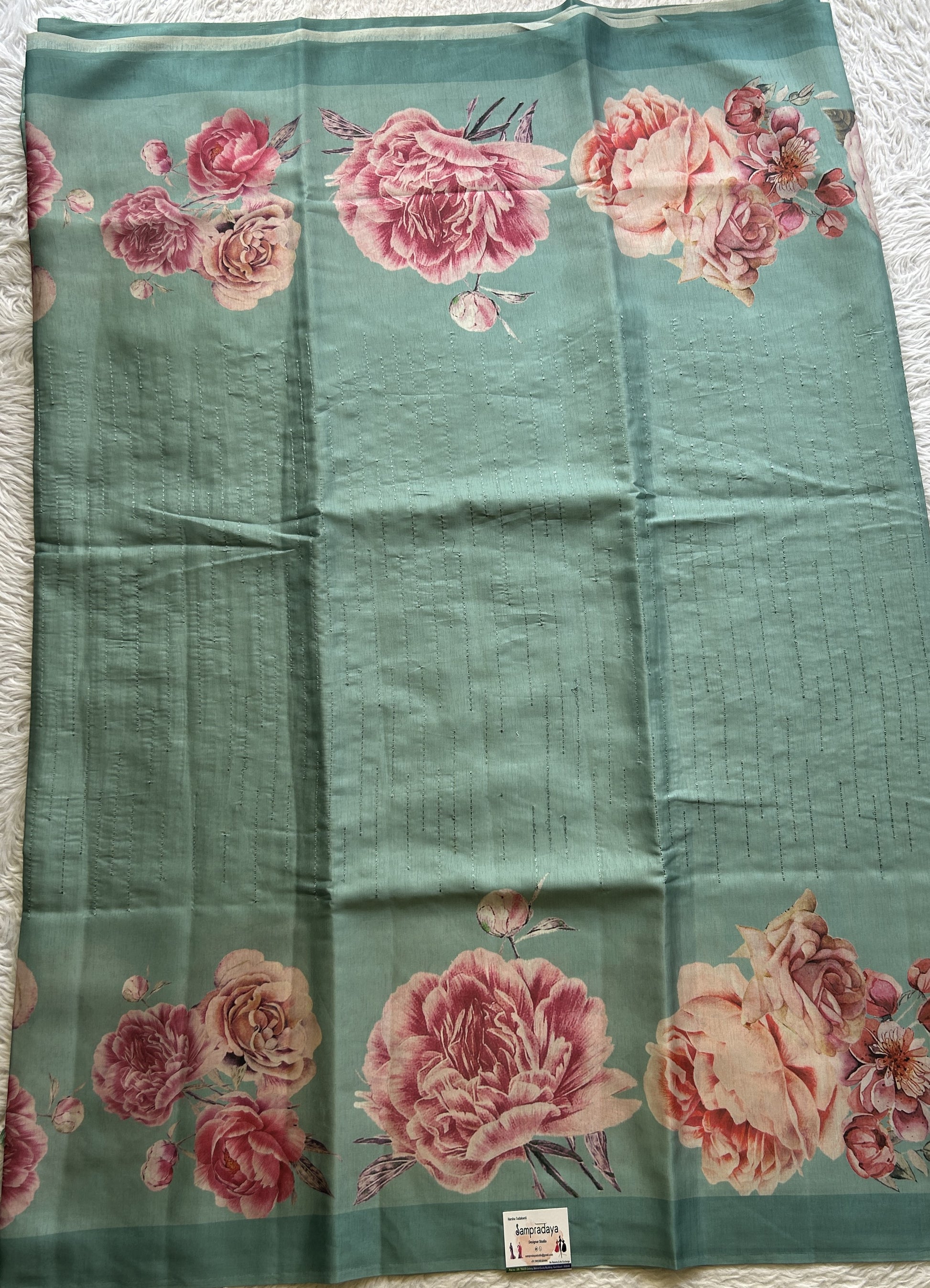 Banarasi Soft Silk Saree Aqua Blue Colored Complemented with a Plain Border. - Sampradaya Designer Studio