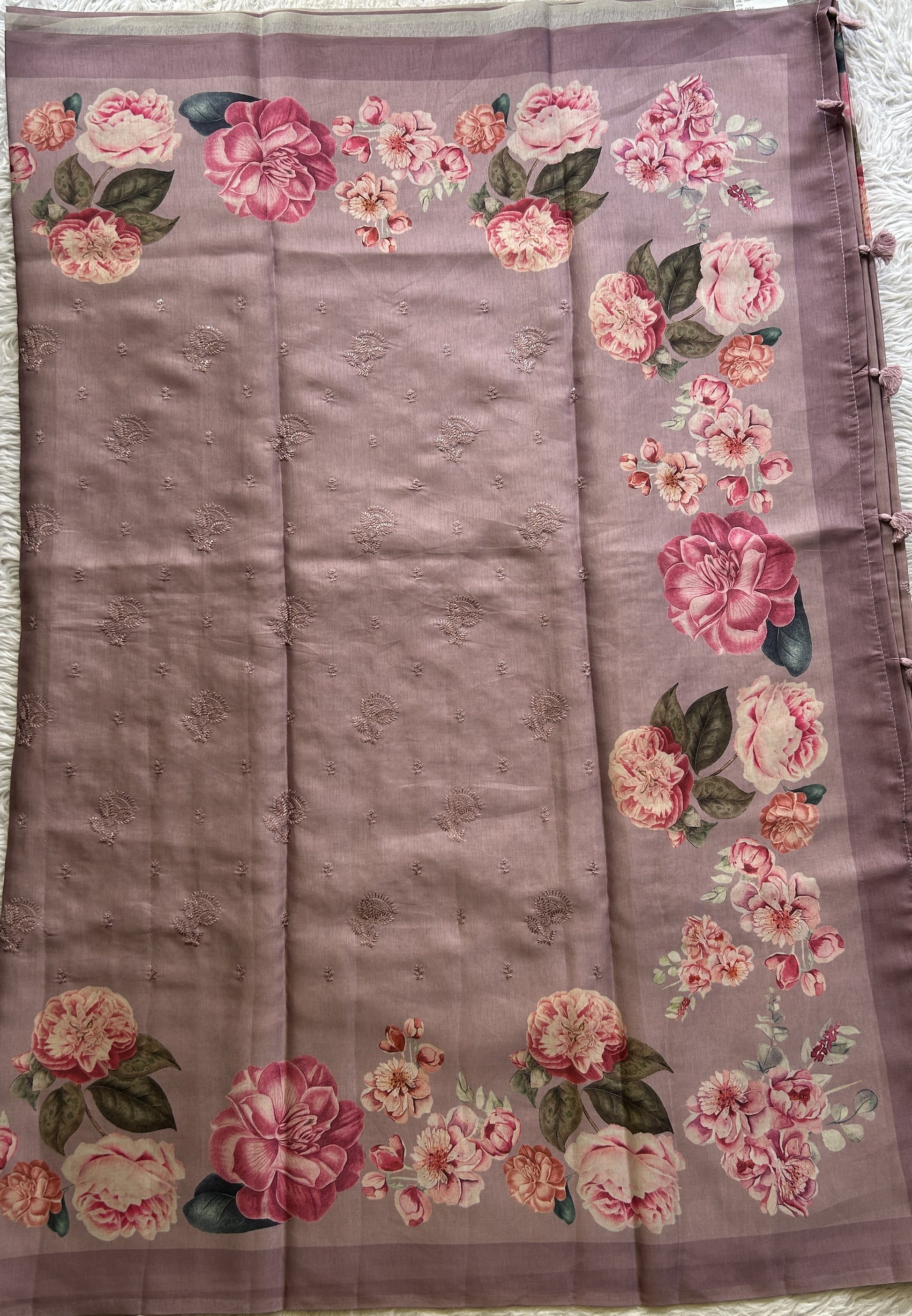 Banarasi Soft Silk Saree Light Lavender Colored Complemented with a Plain Border. - Sampradaya Designer Studio