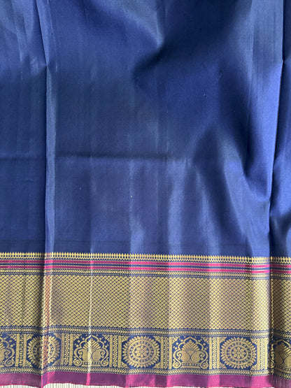 Peach Gadwal Silk Saree with Gold Zari Border — Pure Handloom | Silk Mark Certified