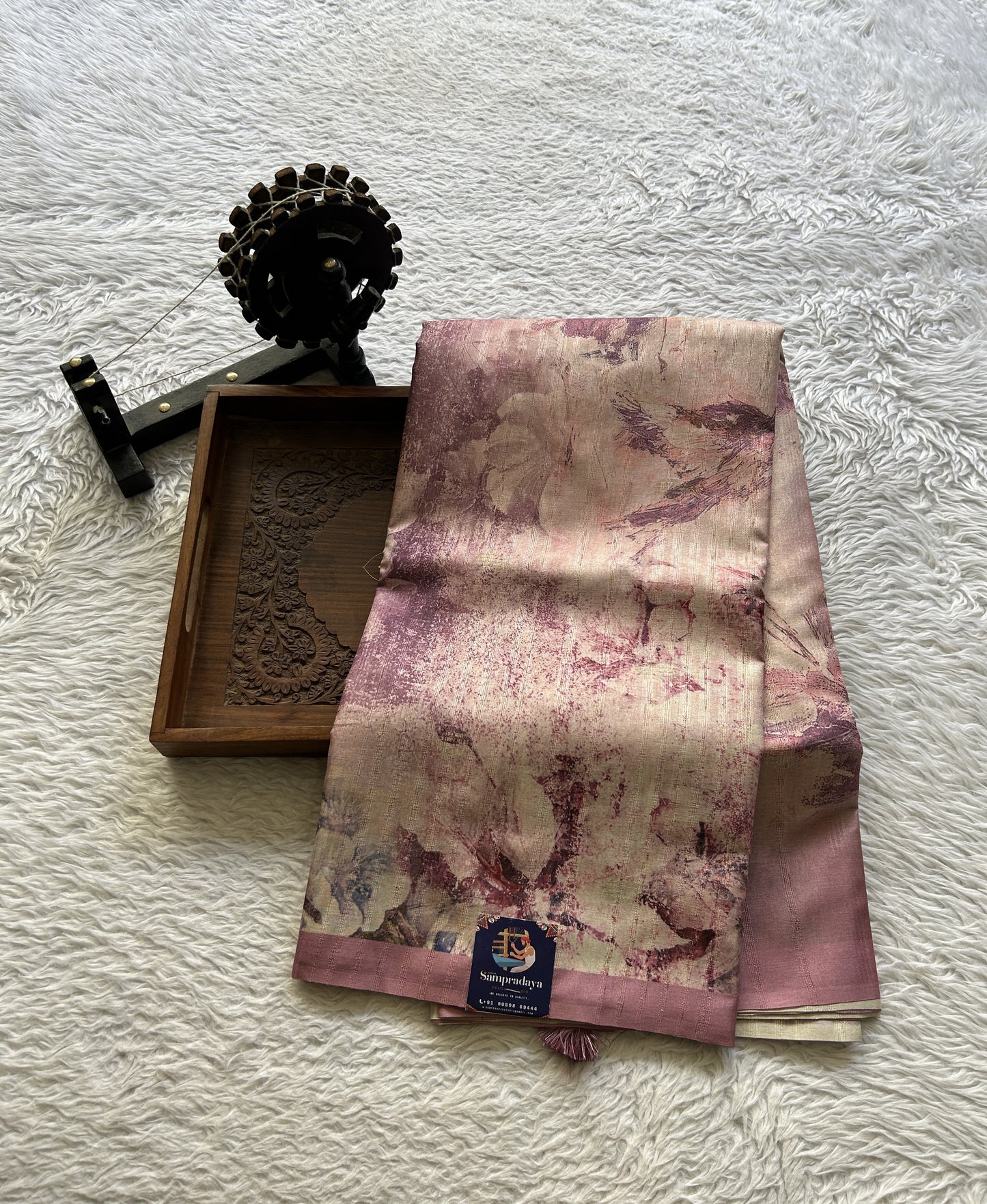 Semi Tussar Saree Rose Pink Colored complemented with a Plain Border. - Sampradaya Designer Studio