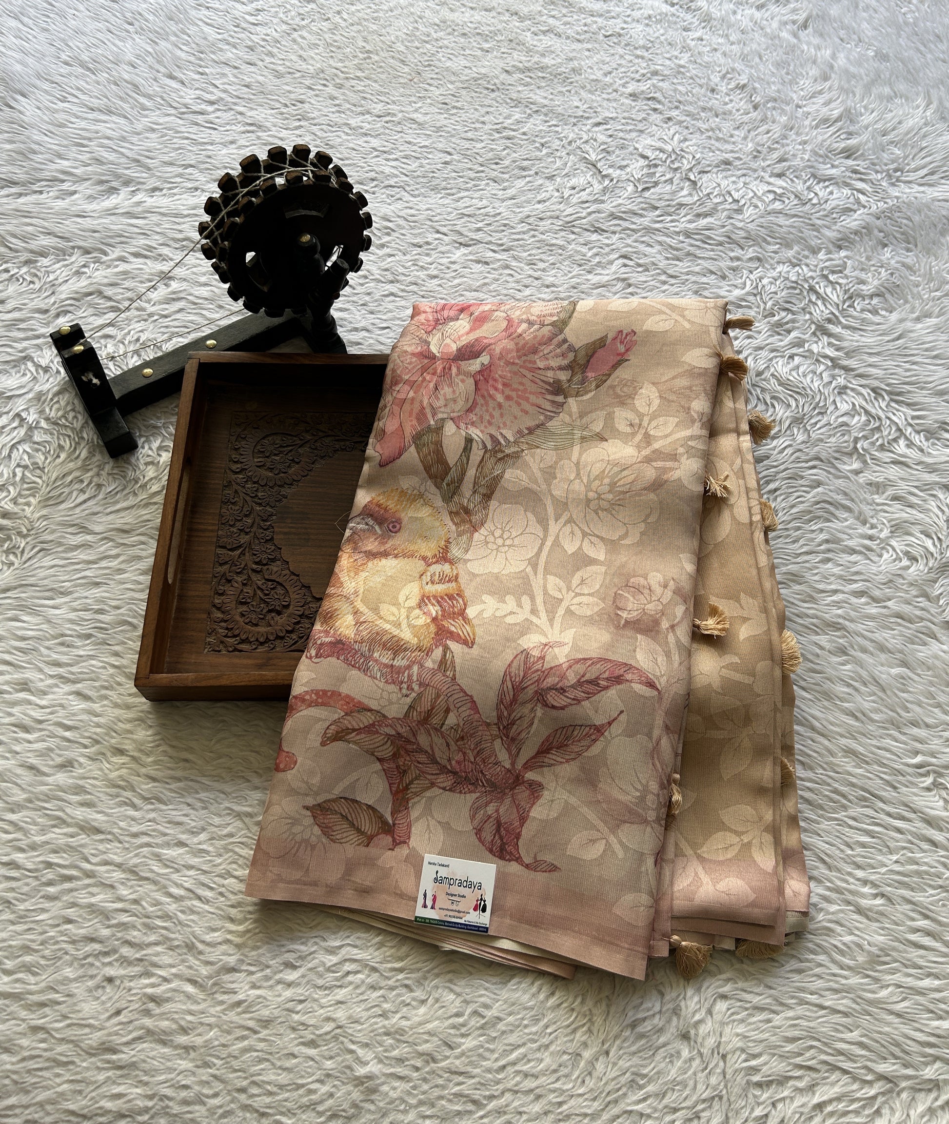 Semi Tussar Tissue Saree Very Light Pink Colored complemented with a Borderless. - Sampradaya Designer Studio