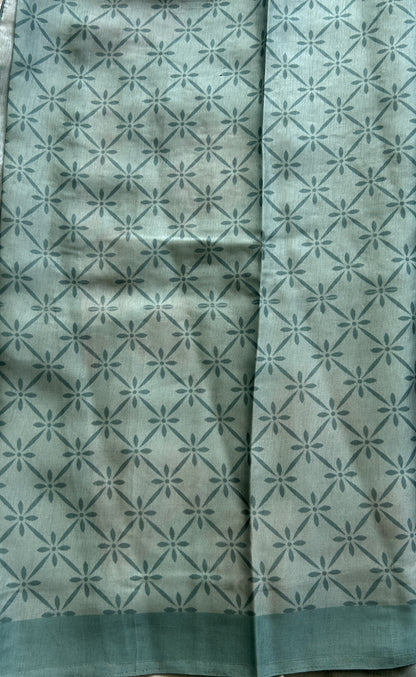Banarasi Soft Silk Saree Aqua Green Colored Complemented with a Plain Border. - Sampradaya Designer Studio