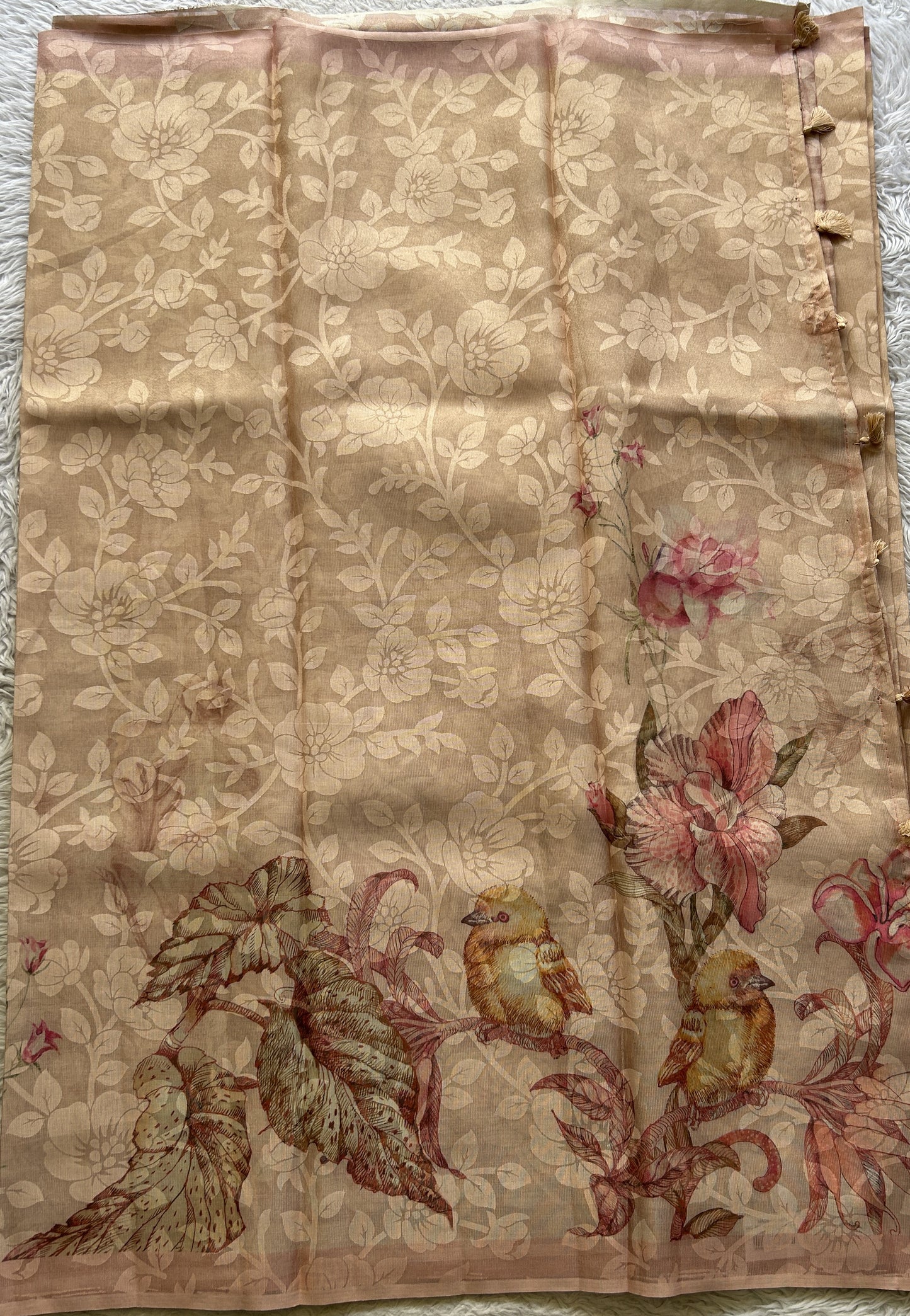 Semi Tussar Tissue Saree Very Light Pink Colored complemented with a Borderless. - Sampradaya Designer Studio