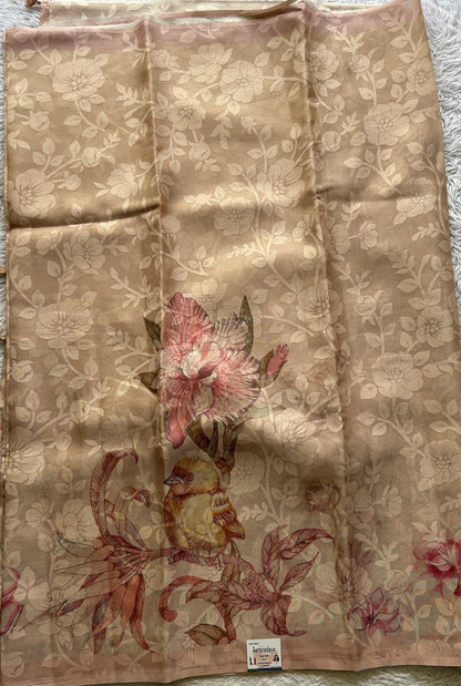 Semi Tussar Tissue Saree Very Light Pink Colored complemented with a Borderless. - Sampradaya Designer Studio