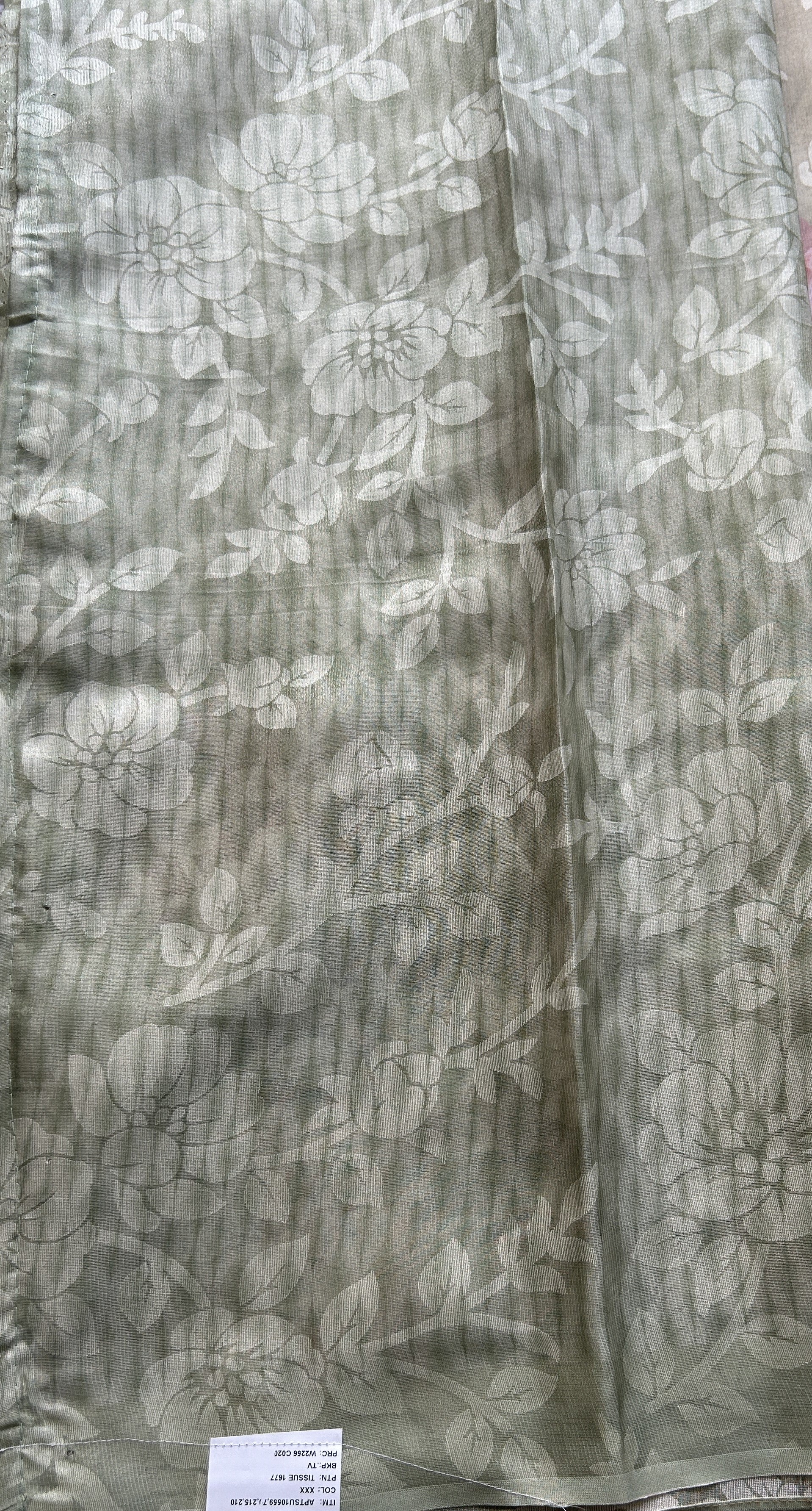 Semi Tussar Tissue Saree Very Light Green Colored complemented with a Borderless. - Sampradaya Designer Studio