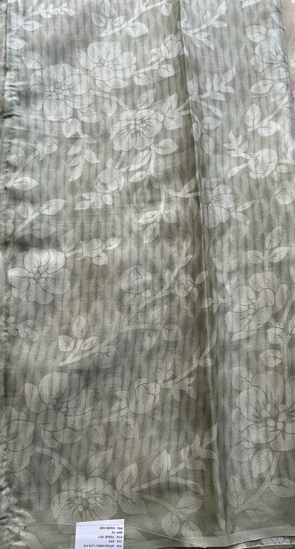 Semi Tussar Tissue Saree Very Light Green Colored complemented with a Borderless. - Sampradaya Designer Studio
