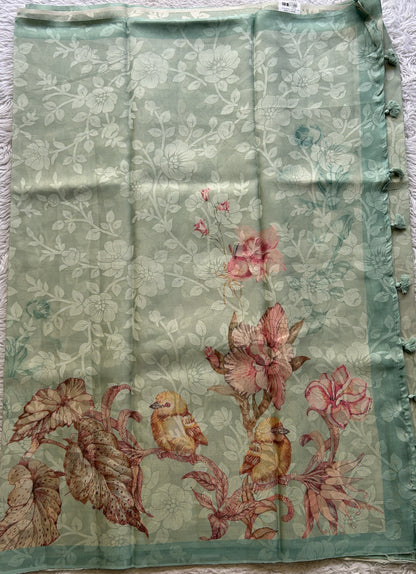 Semi Tussar Tissue Saree Sea Blue Colored complemented with a Borderless. - Sampradaya Designer Studio