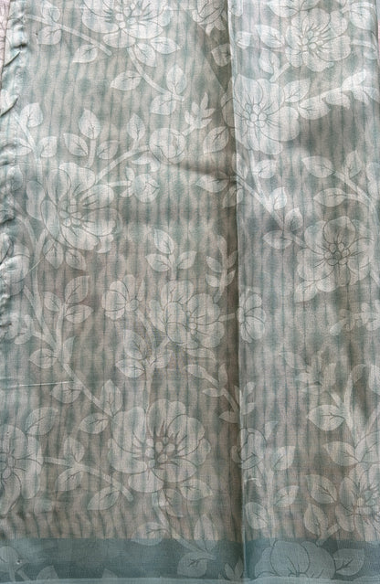 Semi Tussar Tissue Saree Sea Blue Colored complemented with a Borderless. - Sampradaya Designer Studio