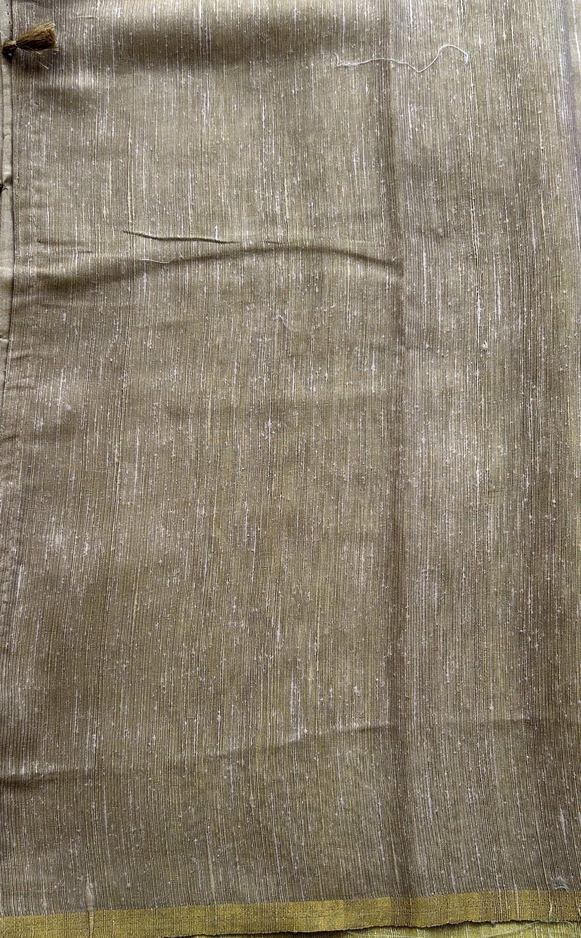 Semi Tussar Saree Light Biscuit Colored complemented with a Borderless. - Sampradaya Designer Studio