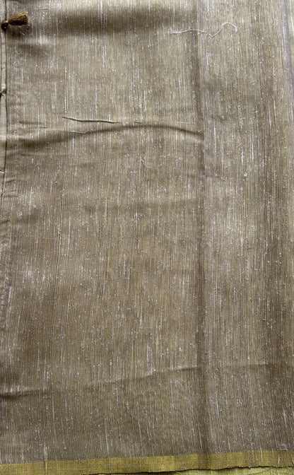 Semi Tussar Saree Light Biscuit Colored complemented with a Borderless. - Sampradaya Designer Studio