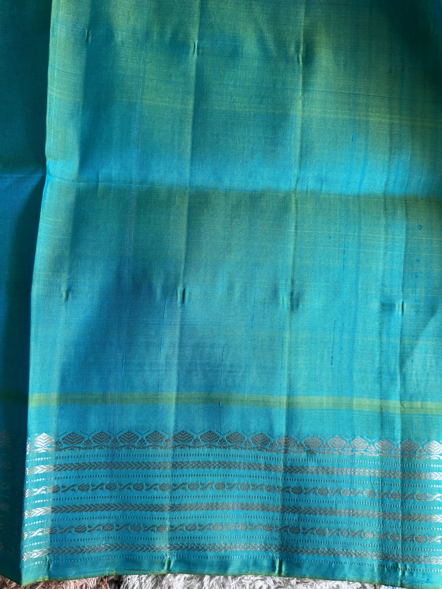 Blue Gadwal Silk Saree with Gold Zari Border — Pure Handloom | Silk Mark Certified