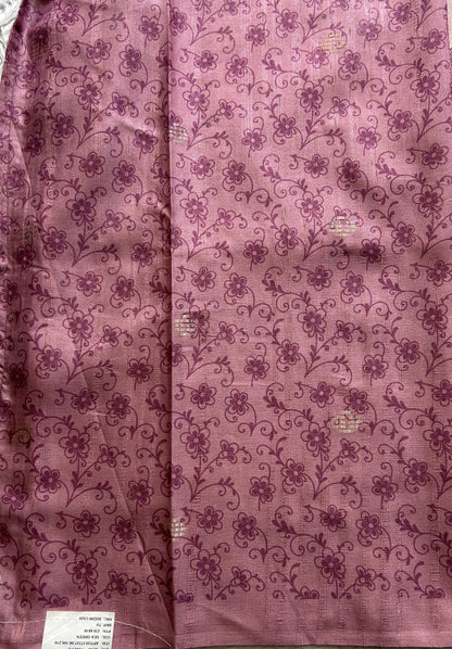 Semi Tussar Saree Rose Pink Colored complemented with a Plain Border. - Sampradaya Designer Studio