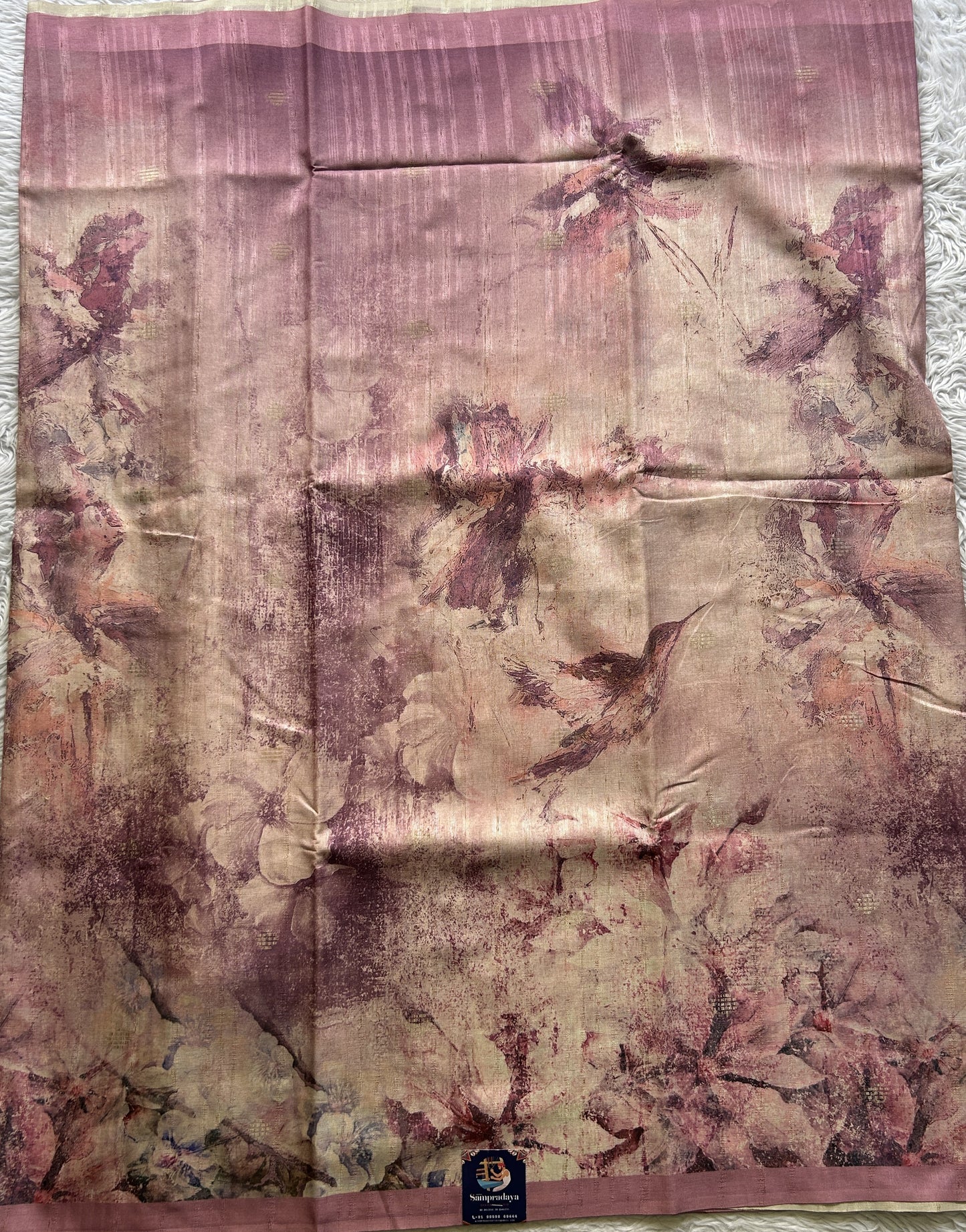 Semi Tussar Saree Rose Pink Colored complemented with a Plain Border. - Sampradaya Designer Studio