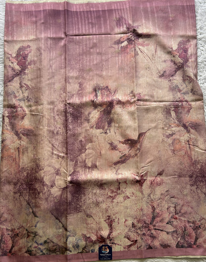 Semi Tussar Saree Rose Pink Colored complemented with a Plain Border. - Sampradaya Designer Studio