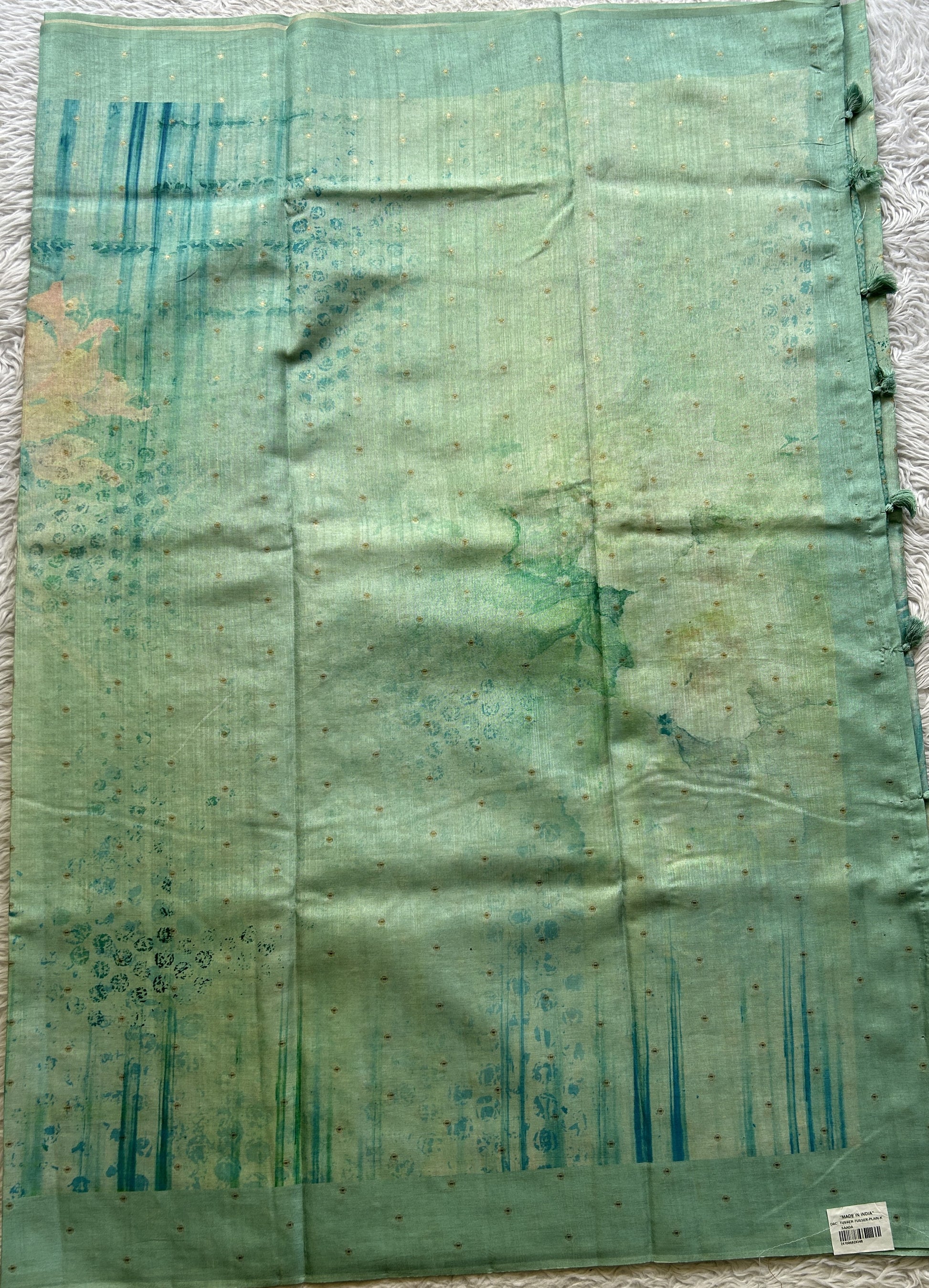 Semi Tussar Saree Sea Blue Colored complemented with a Plain Border. - Sampradaya Designer Studio