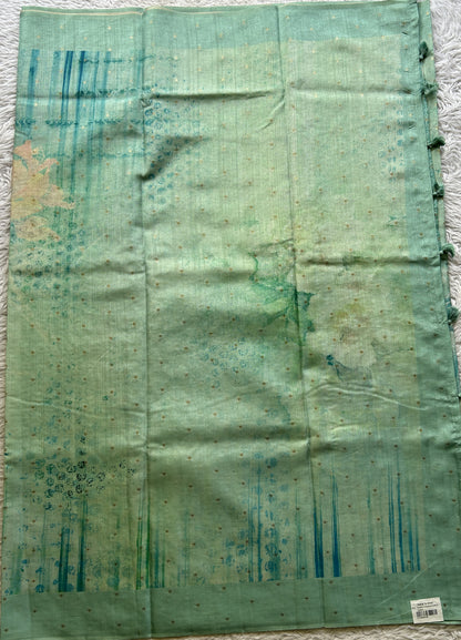 Semi Tussar Saree Sea Blue Colored complemented with a Plain Border. - Sampradaya Designer Studio