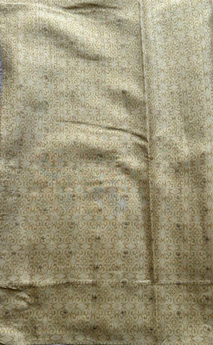 Semi Tussar Saree Lime Yellow Colored complemented with a Plain Border. - Sampradaya Designer Studio