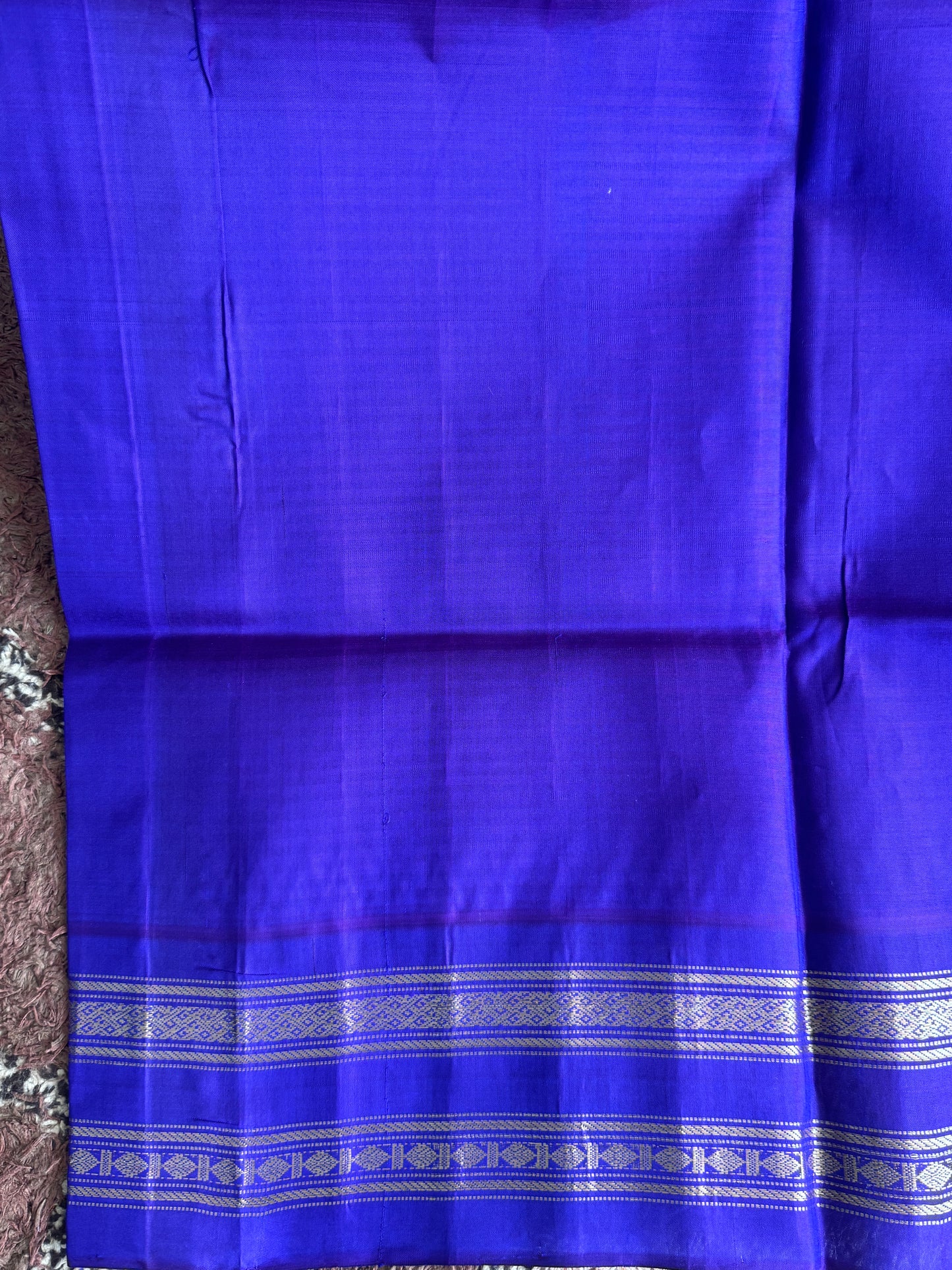 Blue Gadwal Silk Saree with Gold Zari Border — Pure Handloom | Silk Mark Certified