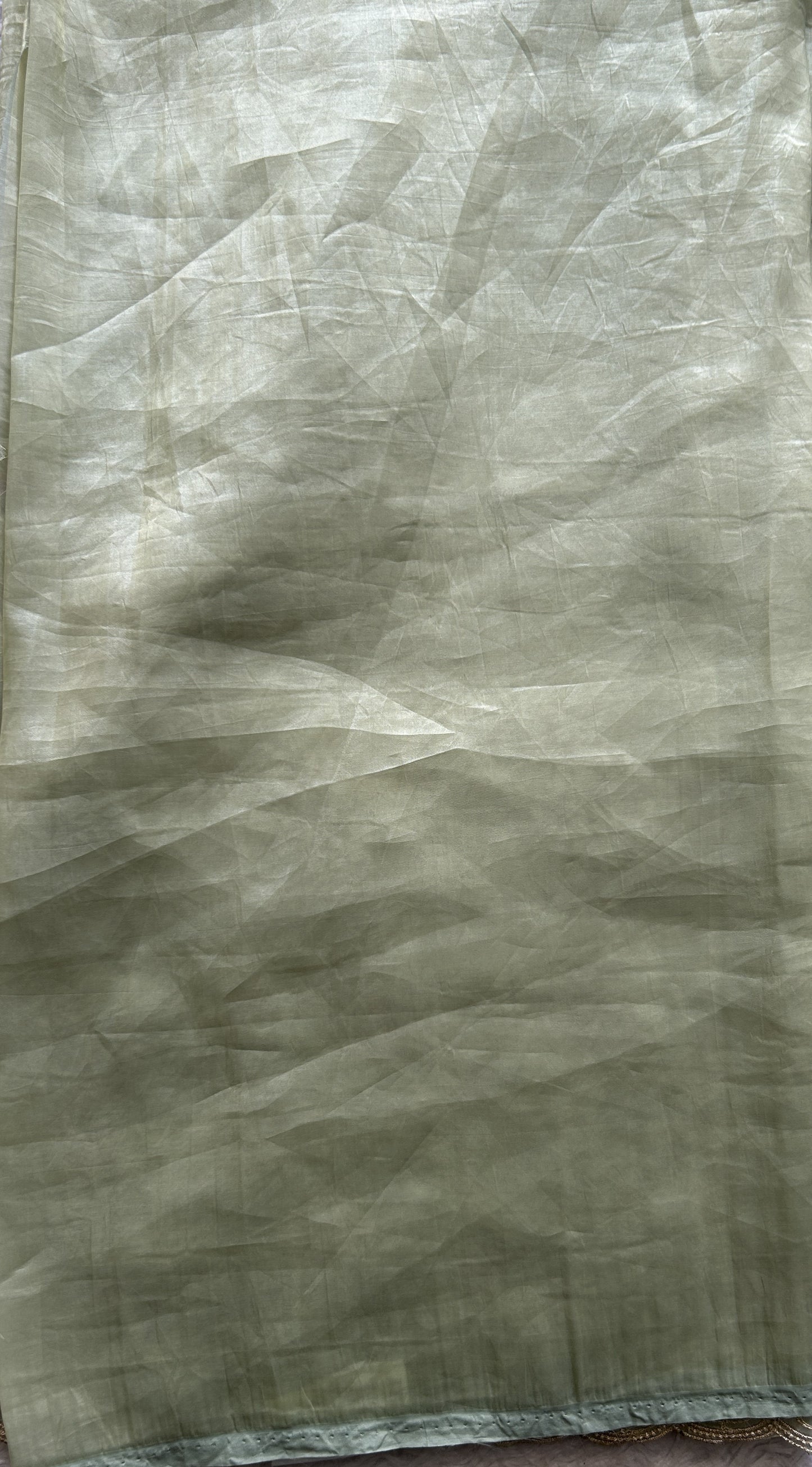 Inox Silk Saree Cream Colored Elegantly Paired with a Machine Embroidery Border. - Sampradaya Designer Studio