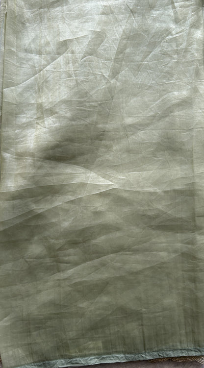 Inox Silk Saree Cream Colored Elegantly Paired with a Machine Embroidery Border. - Sampradaya Designer Studio