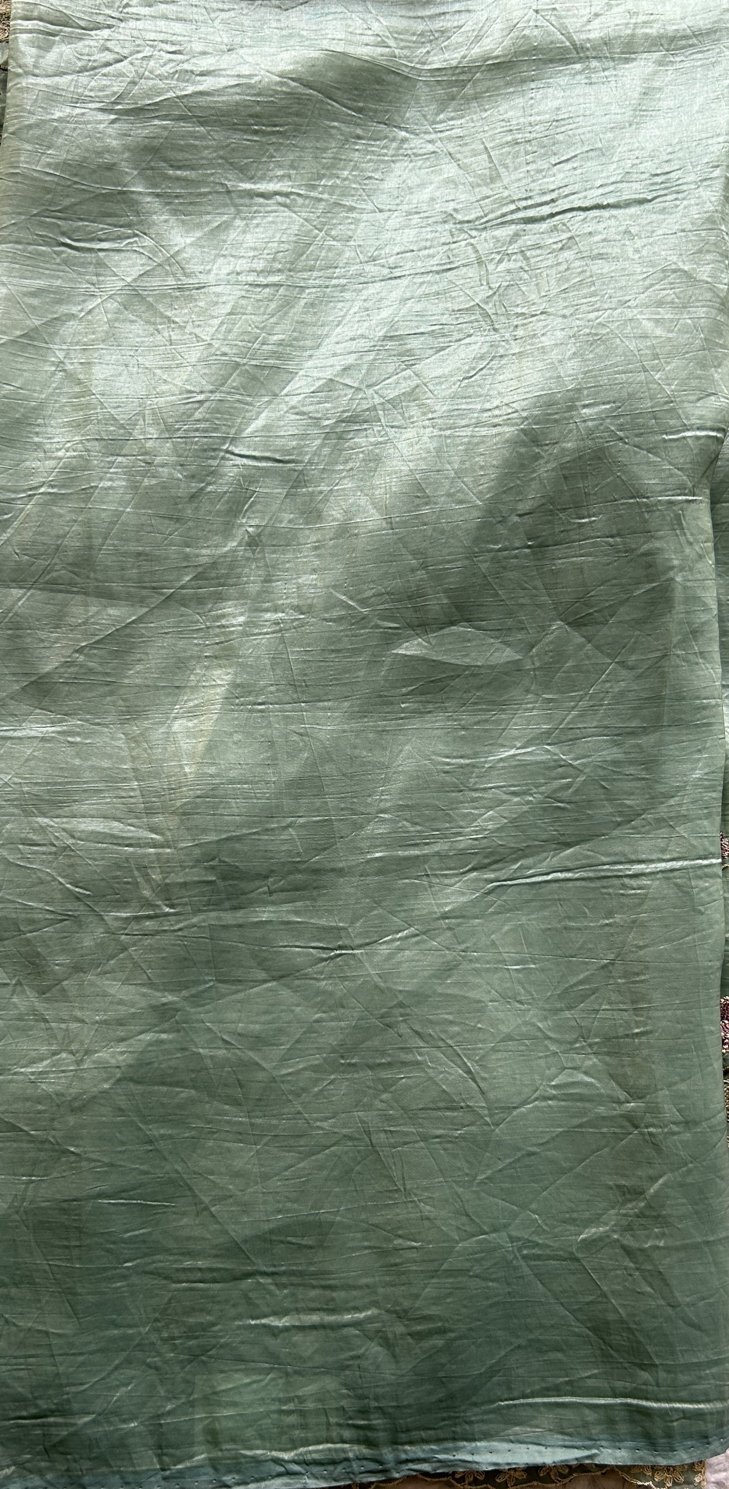 Inox Silk Saree Sea Blue Colored Elegantly Paired with a Machine Embroidery Border. - Sampradaya Designer Studio