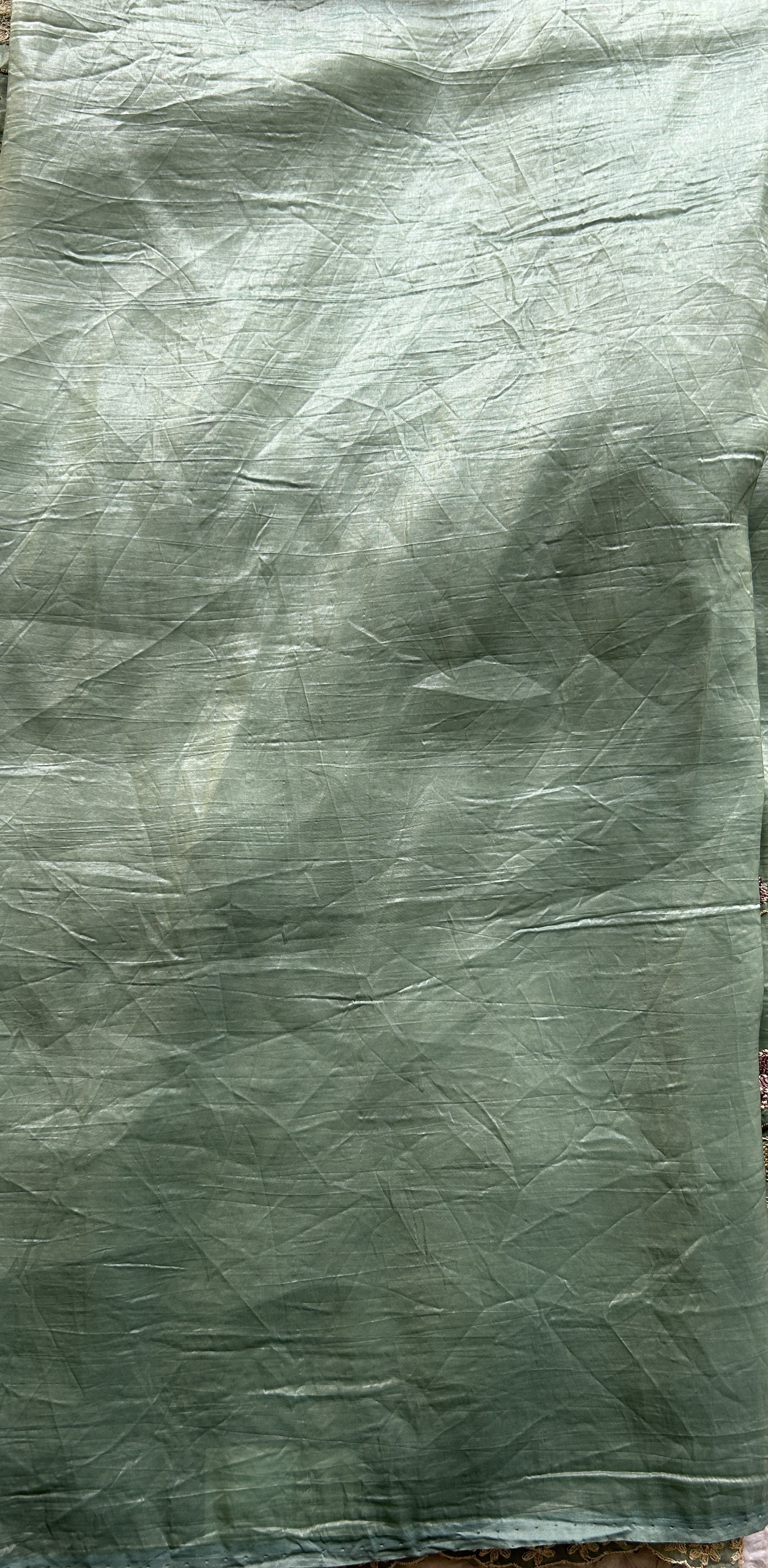 Inox Silk Saree Sea Blue Colored Elegantly Paired with a Machine Embroidery Border. - Sampradaya Designer Studio