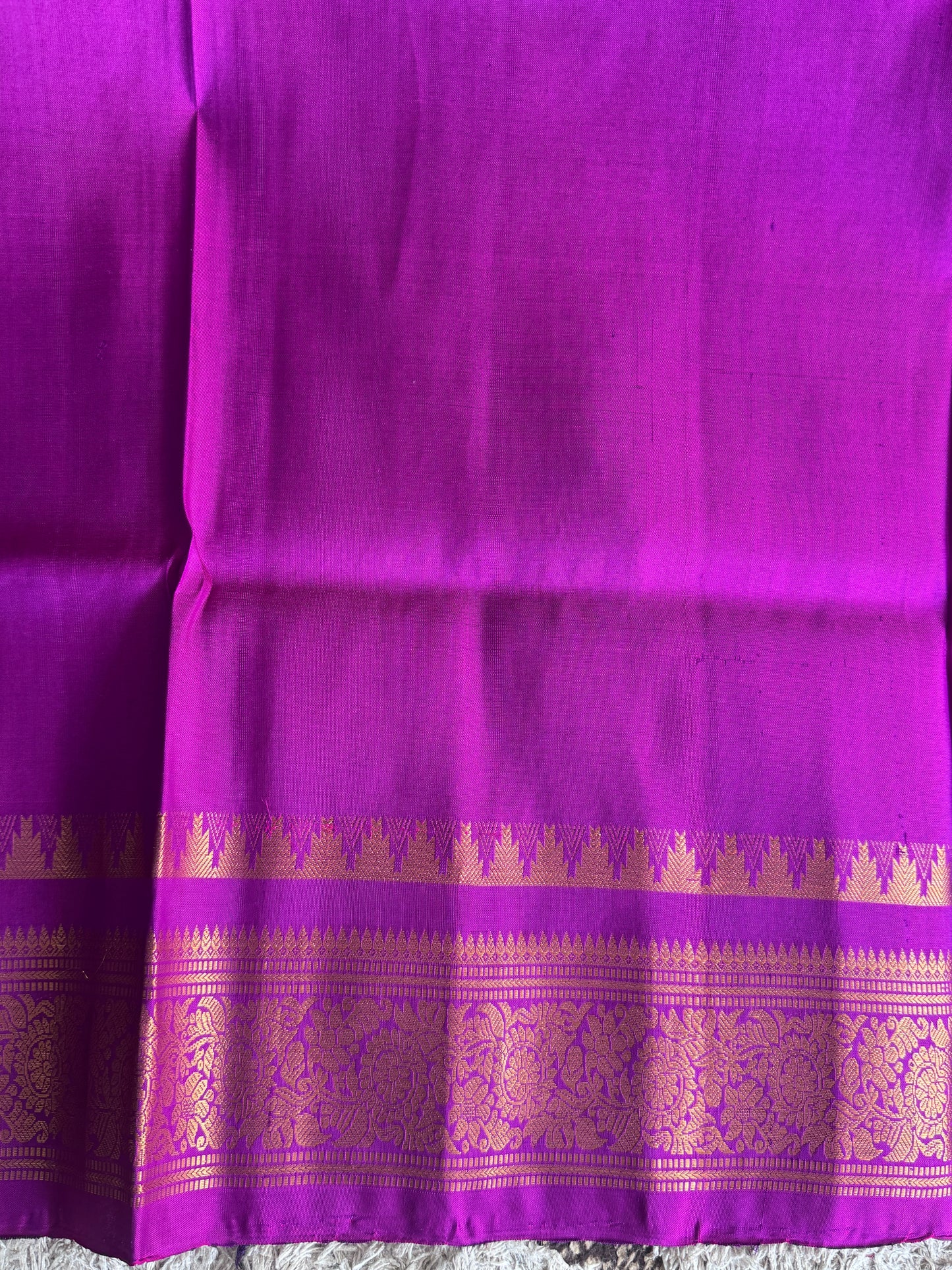 Purple Gadwal Silk Saree with Gold Zari Border — Pure Handloom | Silk Mark Certified