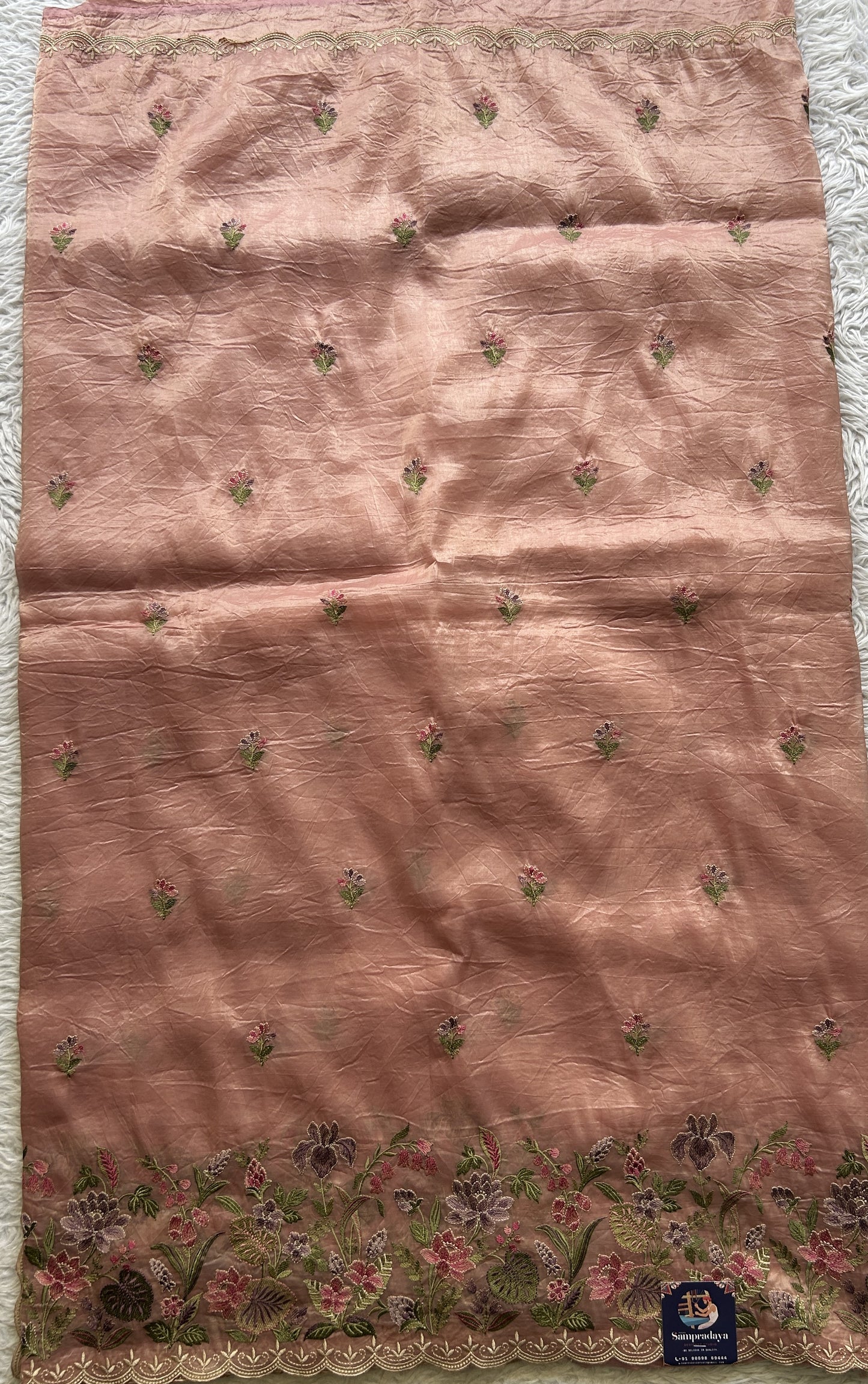 Inox Silk Saree Light Pink Colored Elegantly Paired with a Machine Embroidery Border. - Sampradaya Designer Studio