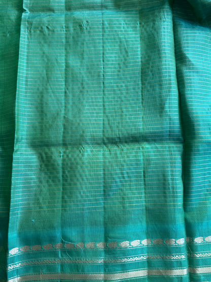 Orange Gadwal Silk Saree with Gold Zari Border — Pure Handloom | Silk Mark Certified