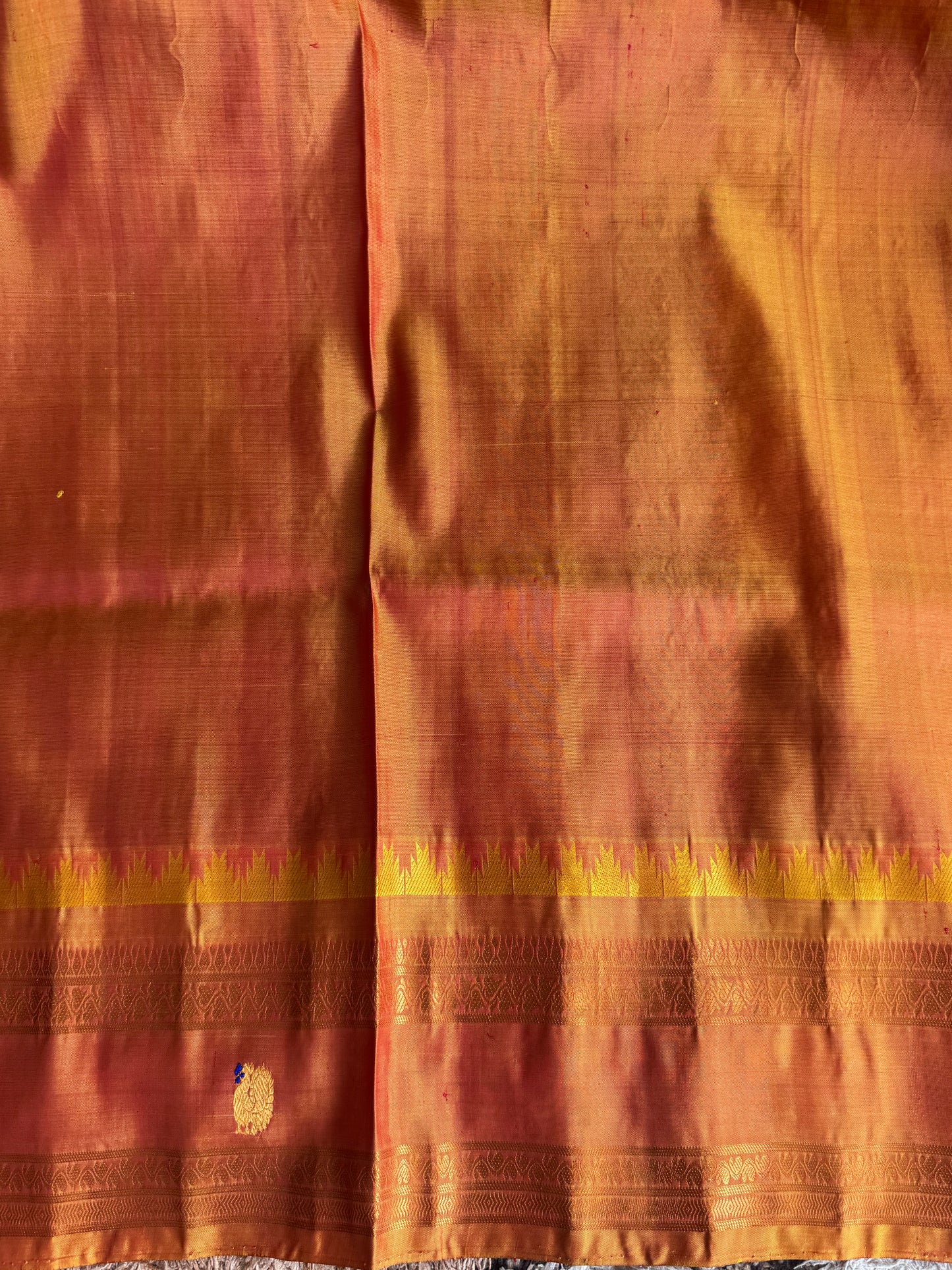 Red Gadwal Silk Saree with Gold Zari Border — Pure Handloom | Silk Mark Certified