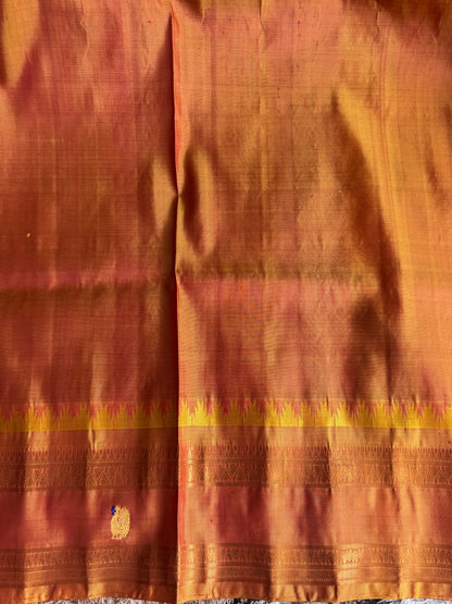 Red Gadwal Silk Saree with Gold Zari Border — Pure Handloom | Silk Mark Certified