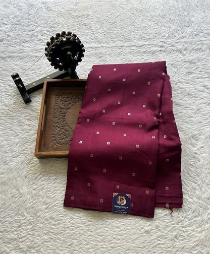 Mona Silk Saree Wine Colored Complemented with a Borderless. - Sampradaya Designer Studio